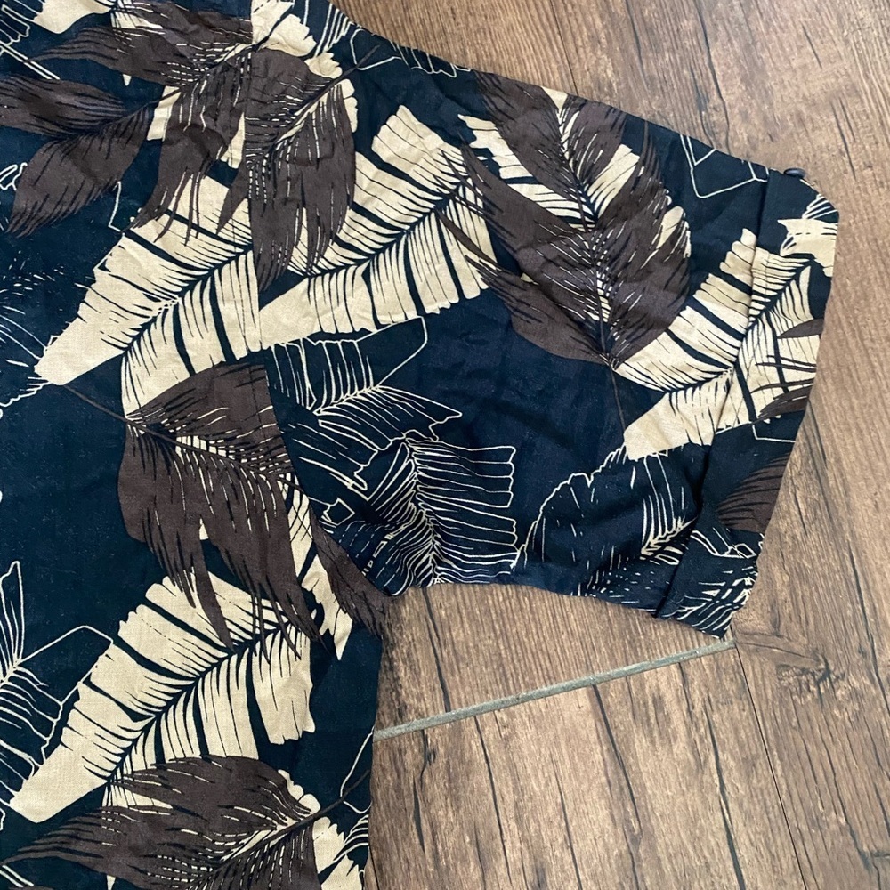 Cubavera Blue and Brown Casual Button Down Shirt Tropical Print - Picture 4 of 4